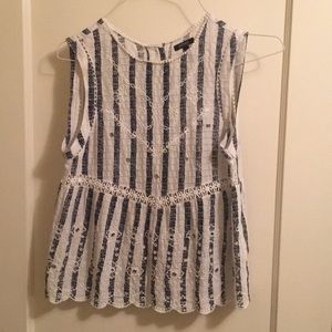 Blue and White Top with eyelet details